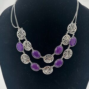 Elegant Silver and Purple Necklace paparazzi